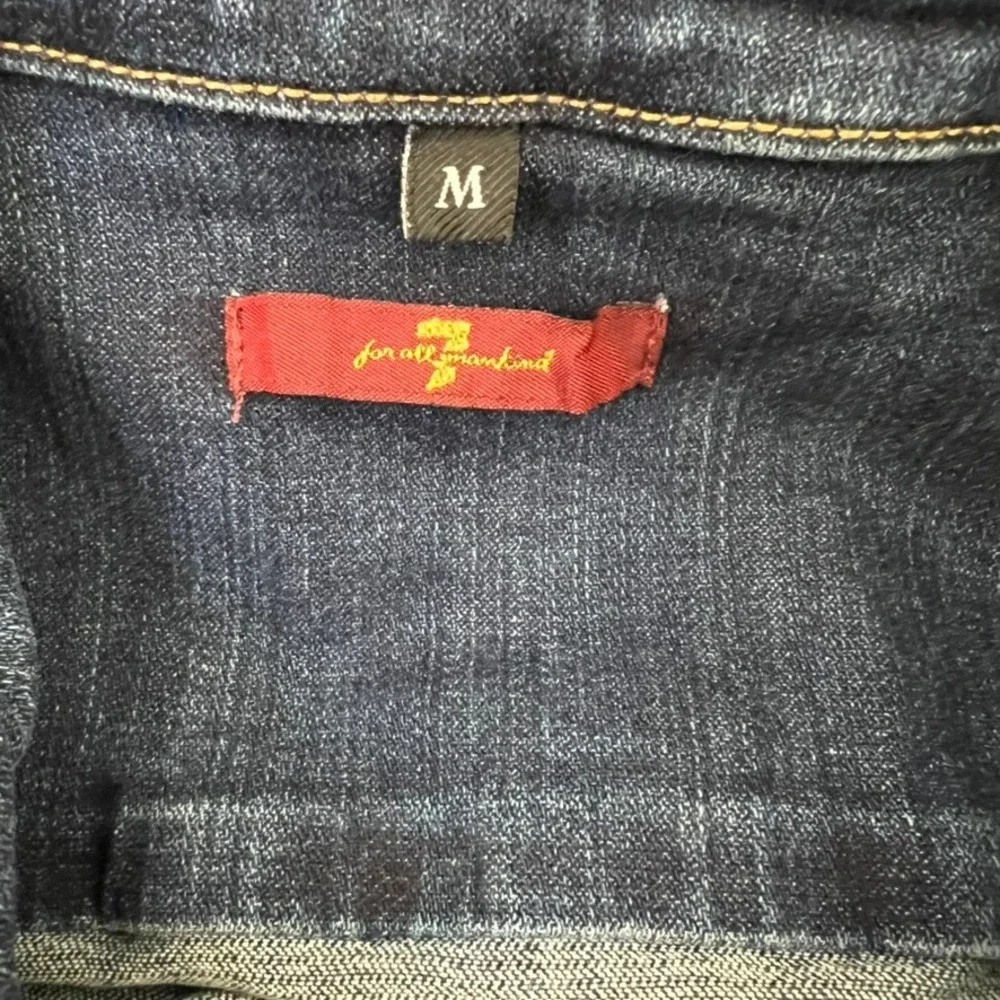 7 For All Mankind Denim Shirt Dress M Lapis Long Sleeve Button Front Y2K Western